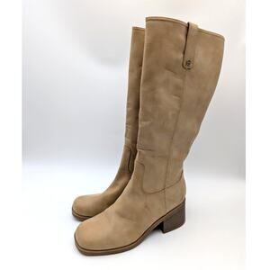 Dr. Scholl's Joplin Block Heel Tall Boots Side Zip Women's Tan Size US10M EU41